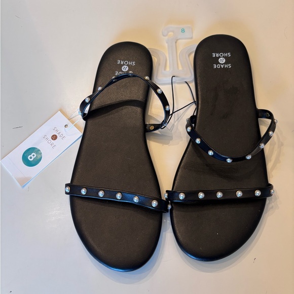 Shade & Shore Shoes - Shade and shore black with pearl design sandals-never won can’t return -NWT
